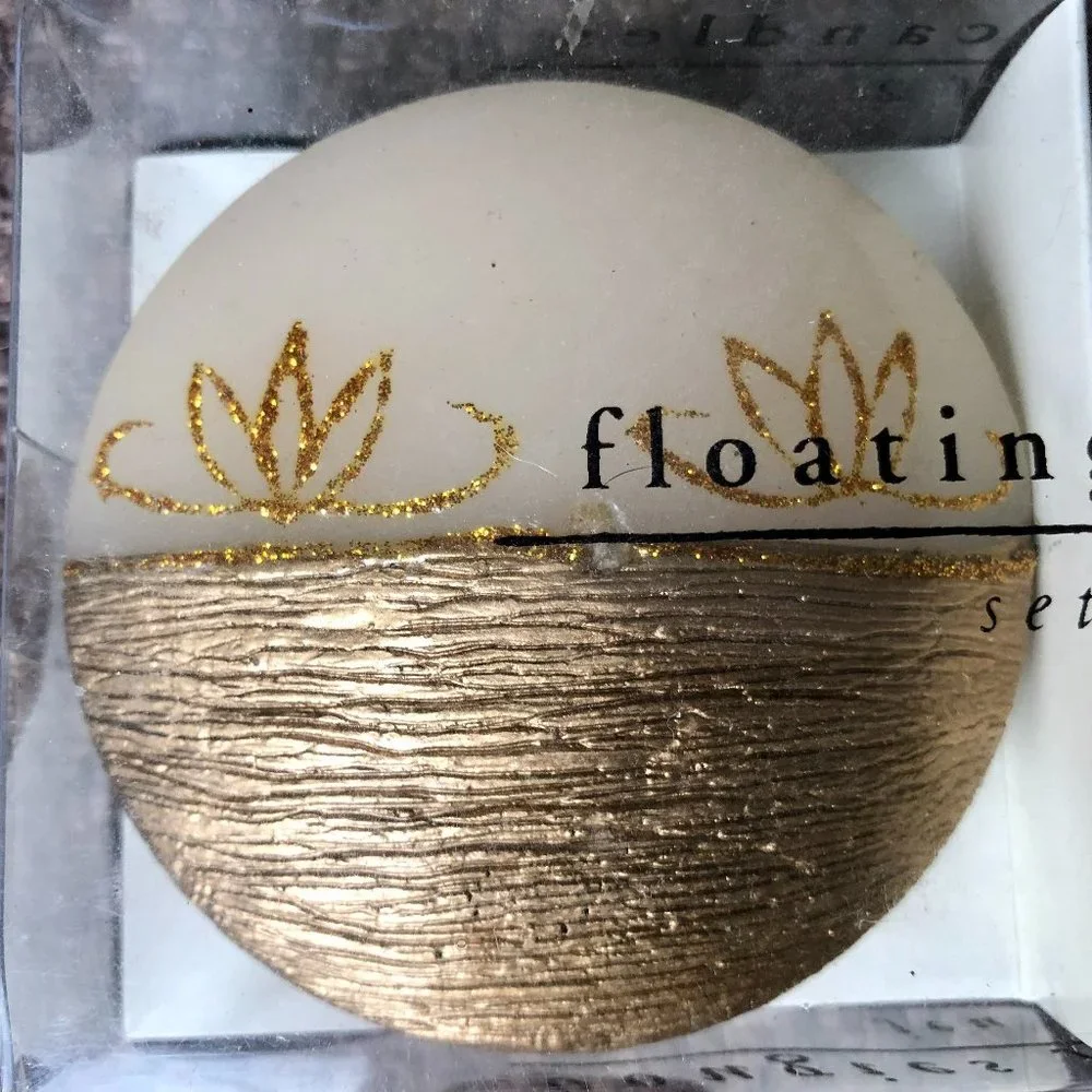 PIER ONE 1 Imports Floating Candles Set of 2 Gold And Ivory New NWT NIB